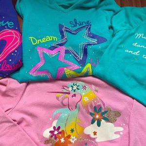 3T Toddler girl long sleeve fall t shirt lot. Unicorn, Stars, Hearts EUC